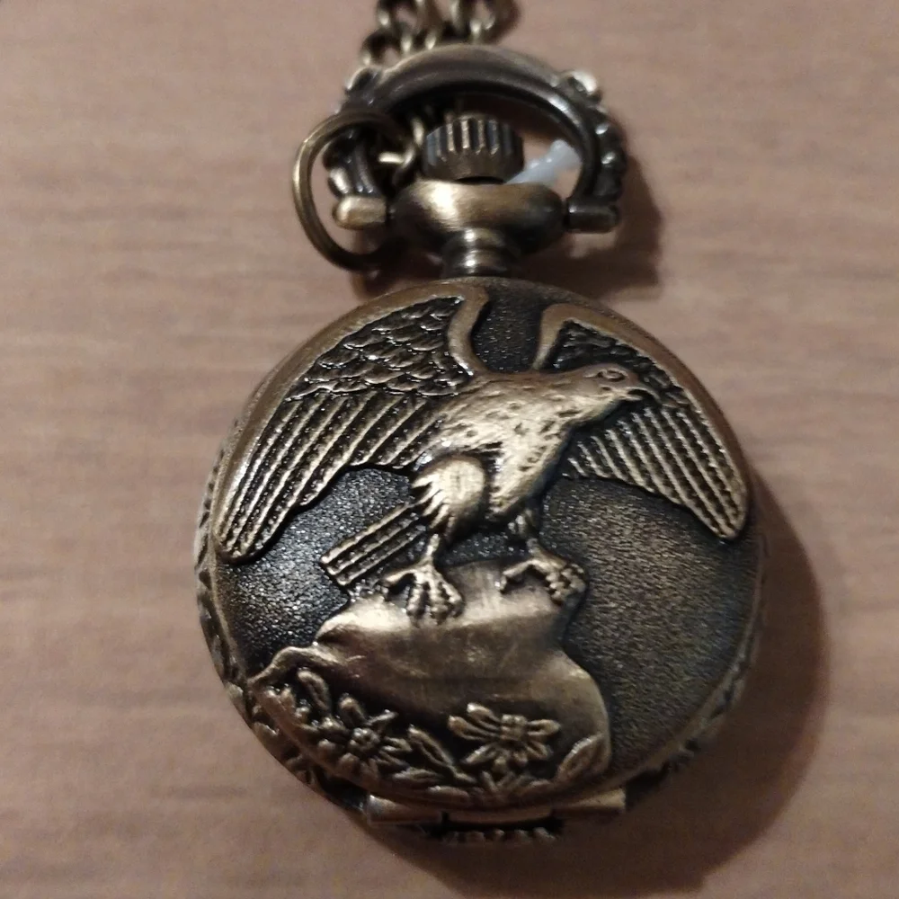New Men's Vintage Style Mini Pocket Watch with Eagle Design